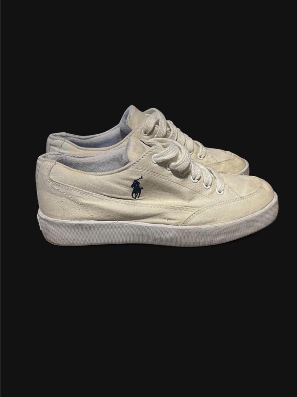 Polo Ralph Lauren Cream White Low Canvas Sneakers